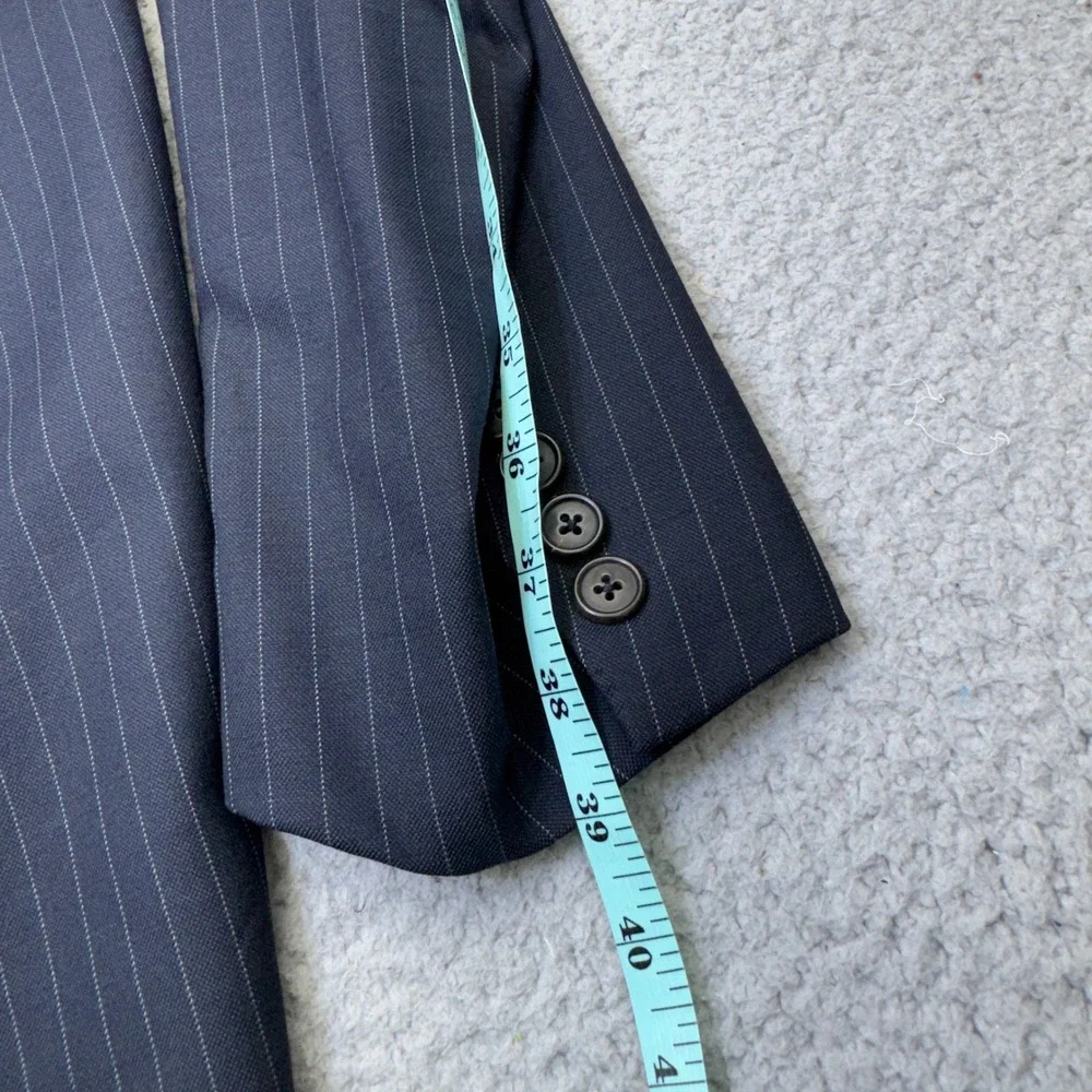 Corneliani Blazer Mens 46 Long Blue Pinstripe Extraﬁne Wool Sport Coat Italy 3B